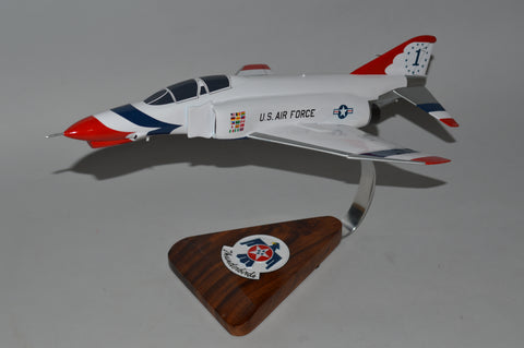 Model of a U.S. Air Force jet on a wooden stand
