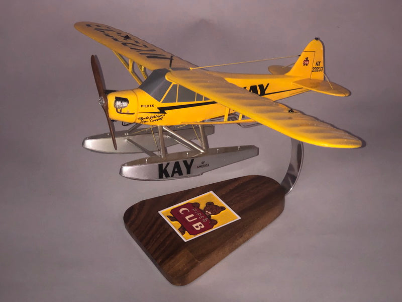 Piper Cub floatplane mahogany wood model